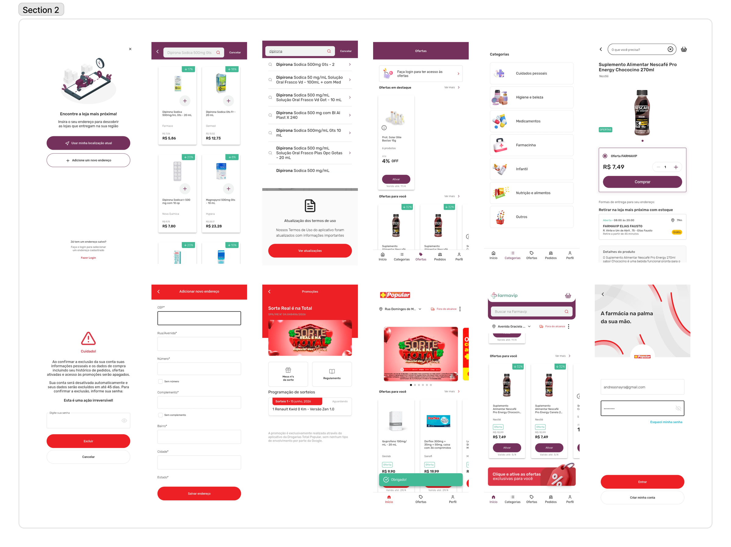 Mapeamento das interfaces para identificação de padrões e inconsistências.